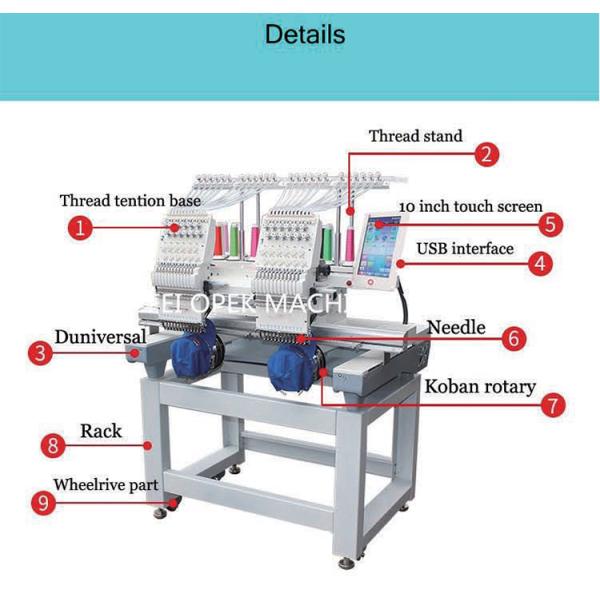 Speed 2 Head Embroidery Machine with 1200 RPM Maximum Speed and Large Embroidery Area