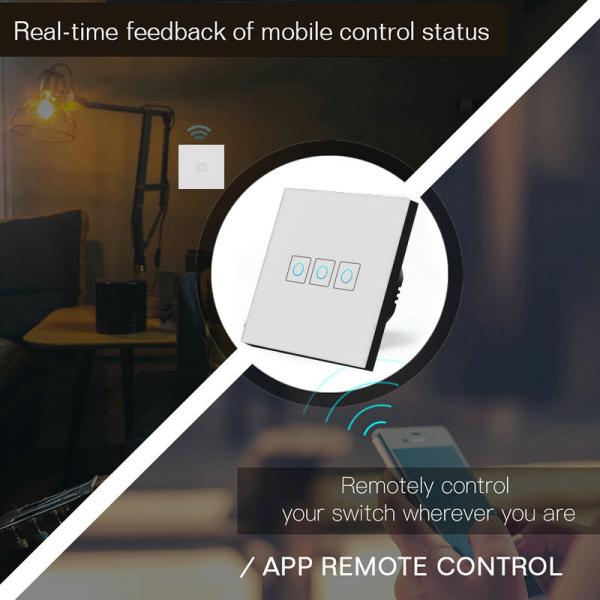 Smart Wall Light Switch, Wirelss Remote 1/2/3 Gang Glass Panel Touch Screen Switches Work with Alexa Google Home Echo
