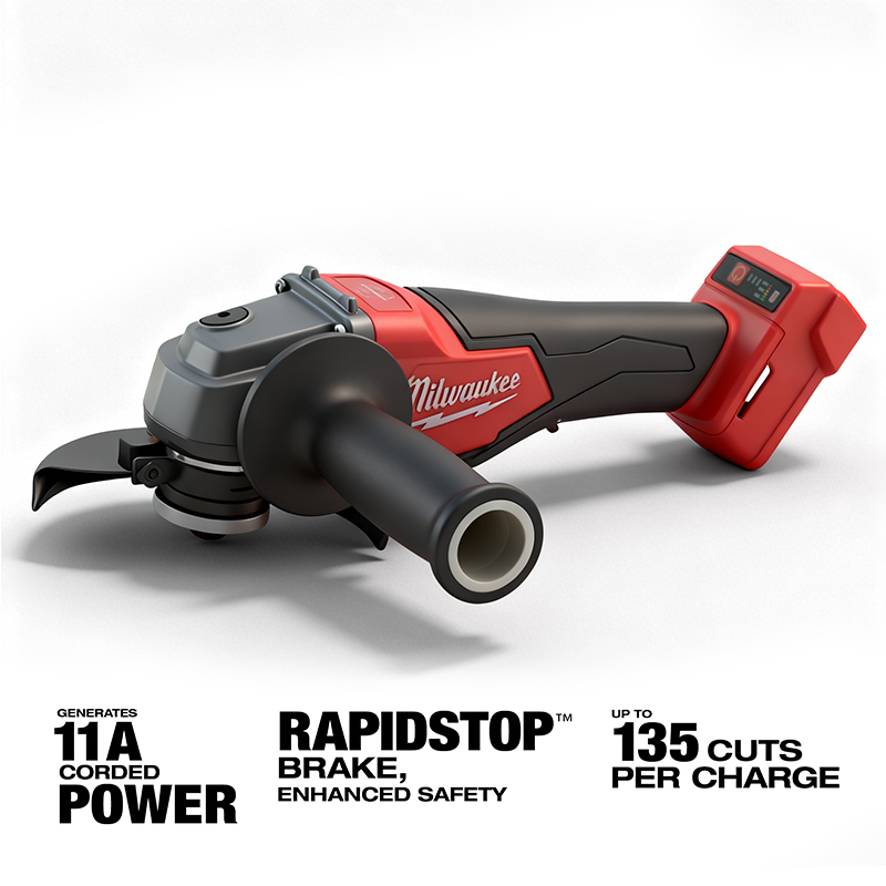 High Frequency 9500rpm Milwaukee Power Tools 125mm Brushless Battery Operated Grinder
