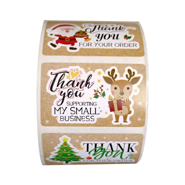 Christmas Vinyl Decorative Kiss Cut Custom Stickers Roll Self Adhesive Colorful