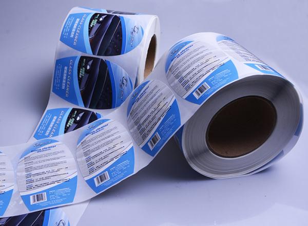 OEM custom full color white PP vinyl die cut car care product bottle label roll printing