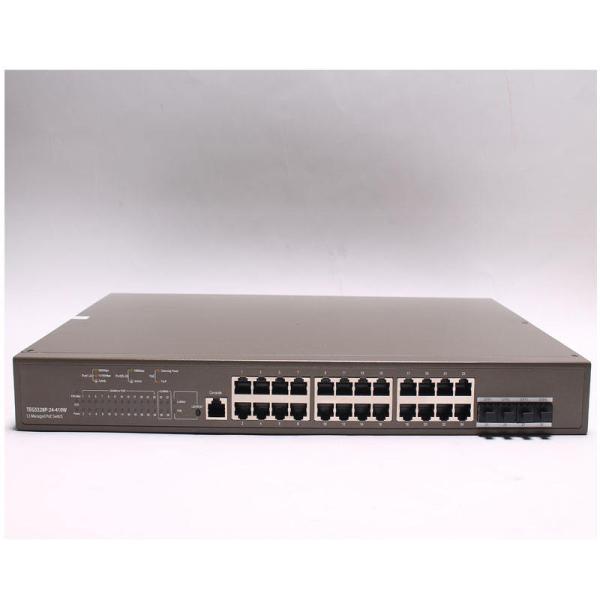 TEG5328P-24-410W personnalisé commutateur POE géré L3 Puissance de 370W et VLAN 802.1Q pour les ports Ethernet Base-T 24*10/100/1000