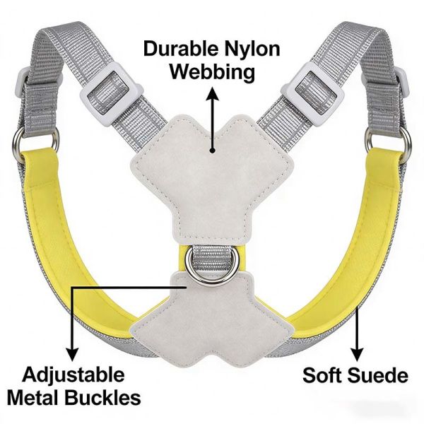 Heavy Duty Reflective Pet Harness, Adjustable Comfortable Anti-Pull Custom Print Dog Outdoor Harness