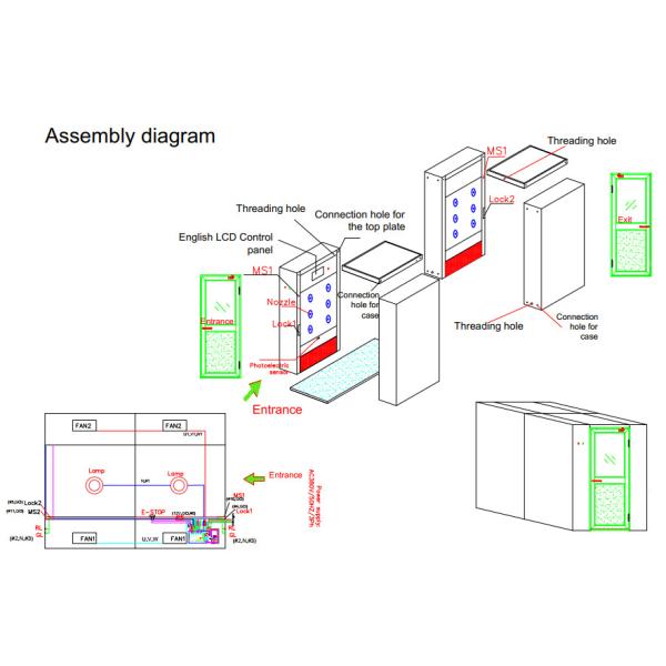 Three Personal Air Shower Room Stainless Steel 304 With Single Leaf Swing Doors
