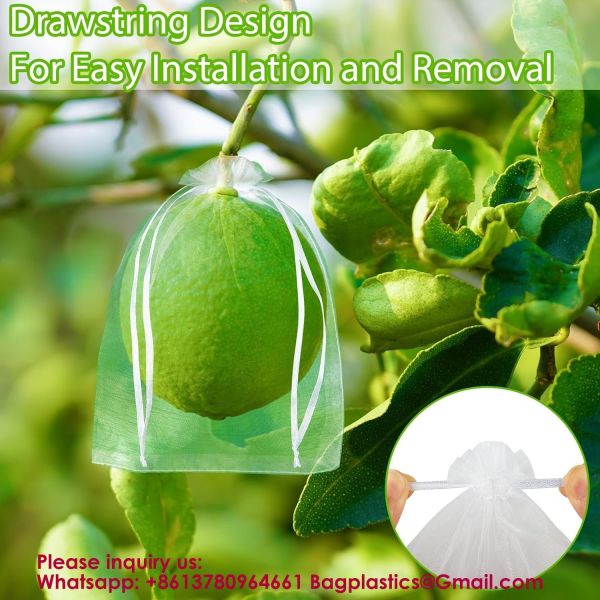Garden Fruit Protection with Drawstring Reusable Netting Mesh Bags Fruit Netting Bags Fruit Trees Fruit Cover Mesh Bag With Drawstring, Netting Barrier Bags Grapes Mango Fruit Trees Veggies Garden