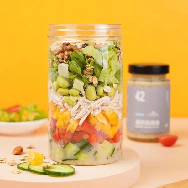 BPA Free Empty Salad Jar Plastic 8oz 12oz 16oz Cylinder Shape