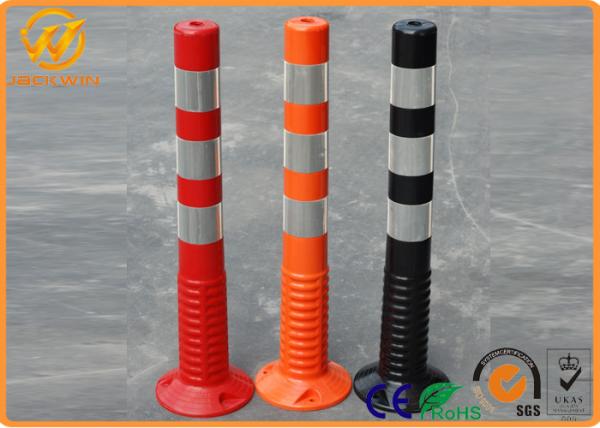 Fluorescent Orange Traffic Delineator Post , Waterproof PU Flexible Delineator Post