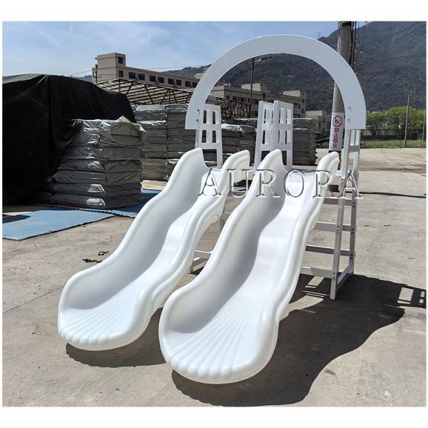Outdoor Double Slide With Arch White Soft Play Equipment Plastic Slide Kids Play Slide