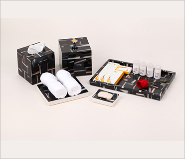 custom design resin bathroom accessories sets manufacturer for hotel supplies