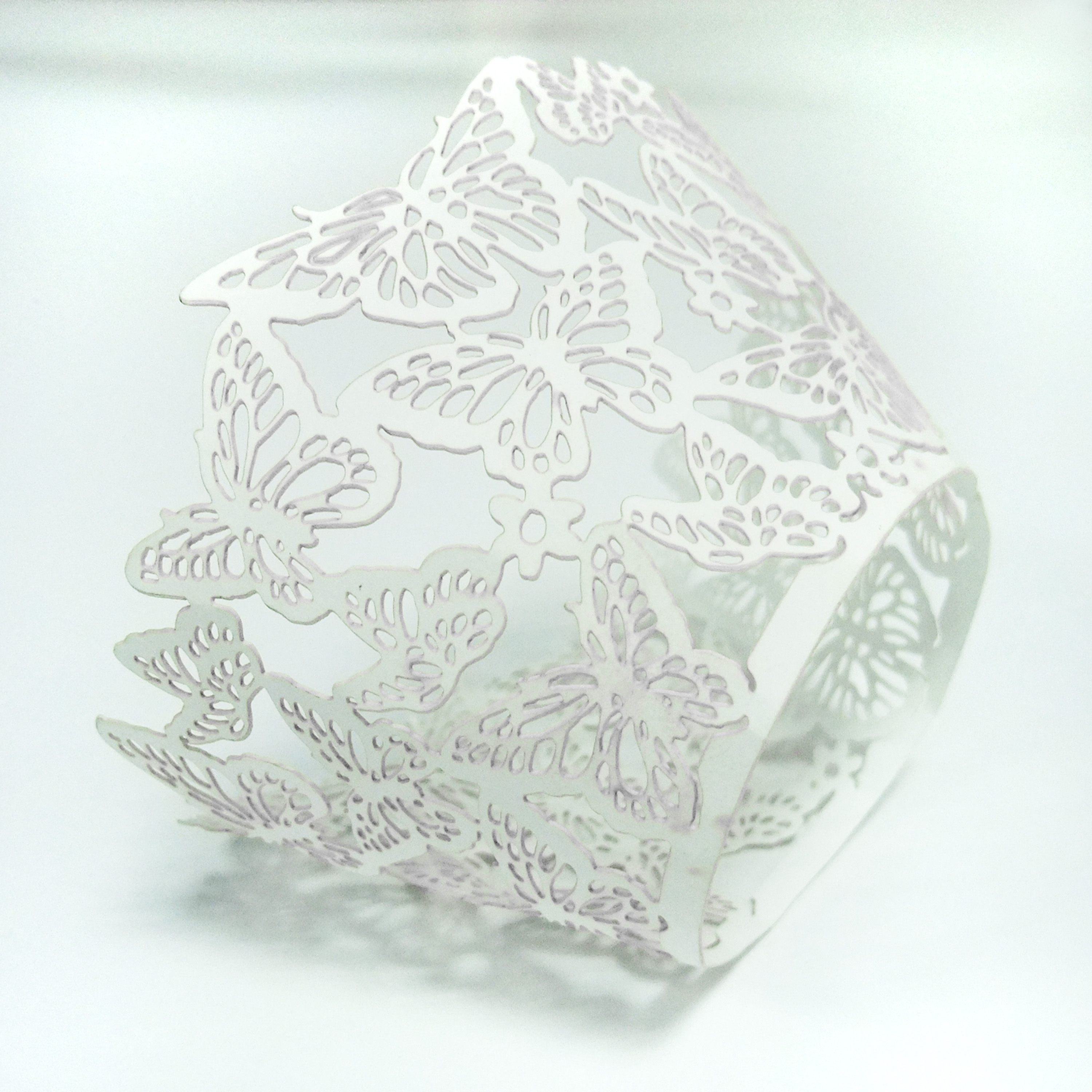 Custom White Novel Laser Cut Decorative Cupcake Wrappers for wedding reception