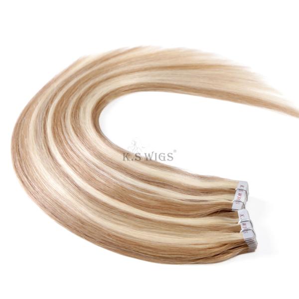 Wholesale Perfect Quality 100% High-light color Indian thick Tape on Human hair extensions