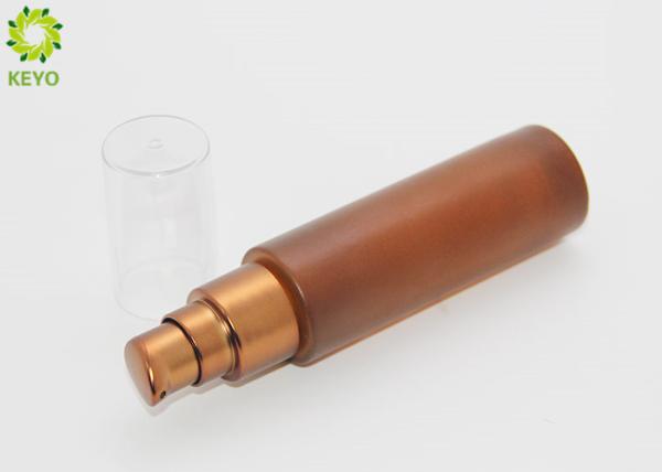Brown Glass Cosmetic Essential Oil Bottle With Electroplating Brown Plastic Pump Cap