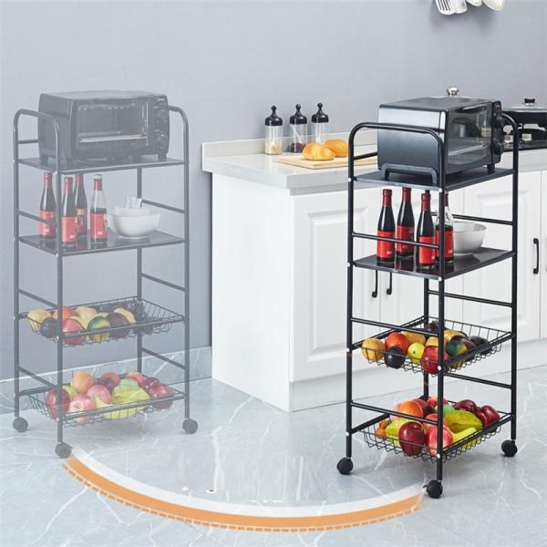 5 Tier Non-folding Rack Kitchen Storage Organizer with Stable Rotating Rolling Design