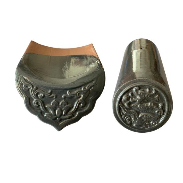 Antigua arcilla acristalada Edificio tradicional chino tejas de techo de la casa gris oscuro