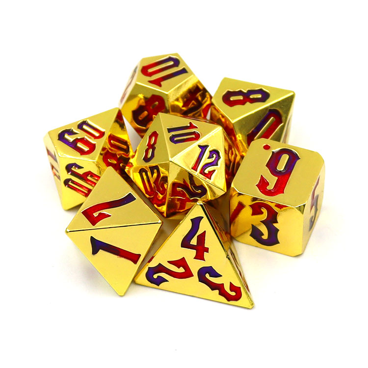 16MM Customized Color Zinc Alloy Metal Dice Set for DND RPG Board Games
