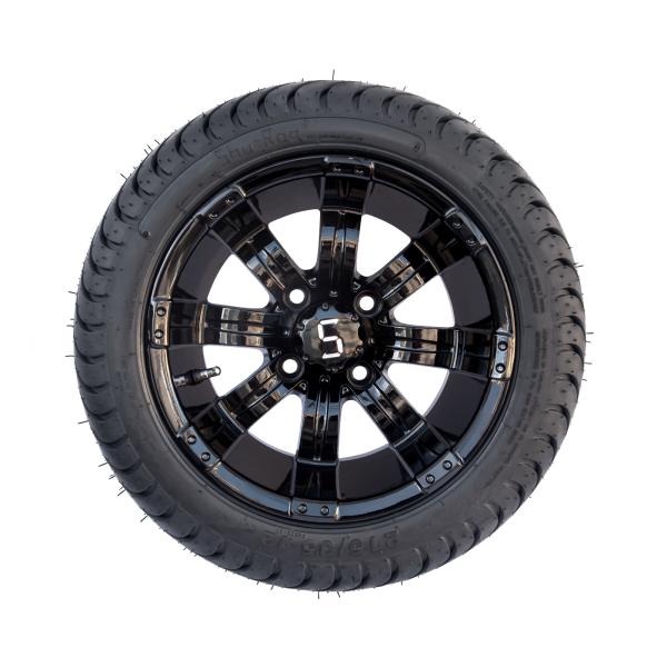 Glossy Black 12 Tempest Golf Cart Wheels 215/35-12 Street Tires Combo