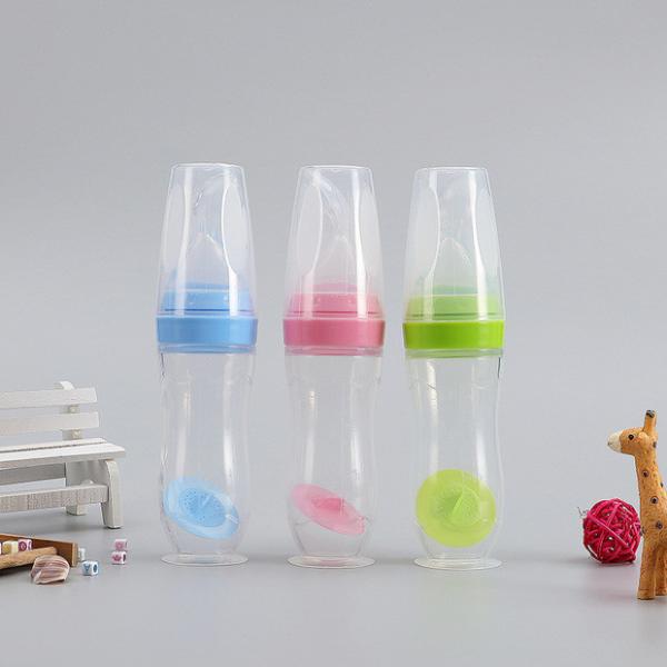 Baby Squeeze Feeding Spoon | Silicone Baby Food Feeder | Puree Feeder | Food Dispensing Spoon | Rice Cereal Bottle