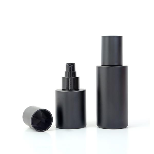 Facial Cleanser Glass Collar Material 30ml 50ml 100ml Perfume Bottle Black Frosted Cosmetic Makeup Packaging Vendors