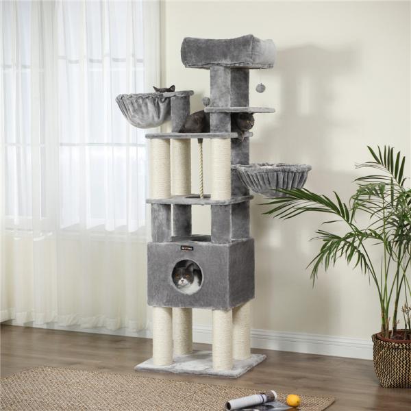 Eco Friendly Small Modern Cat Tree Premium XXL Plush Perch Durable Compact