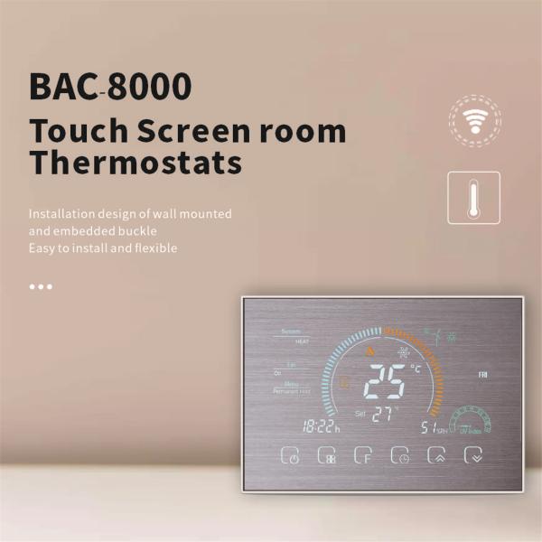 Four-tube Wi-Fi Voice Smart Room Digital Heating and Cooling LCD Touch Screen Air Conditioning Thermostat(BAC-8000ELW