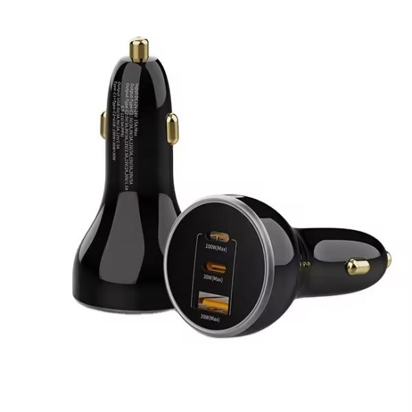Carregador de telefone de carro USB C 3 Port Adaptador QC 3.0 Port Carregador de isqueiro de cigarro 100w