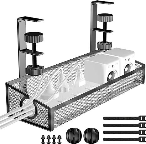 Upgrade Your Desk Adjustable Clamp Storage Holders Racks No Drill for Wire Management