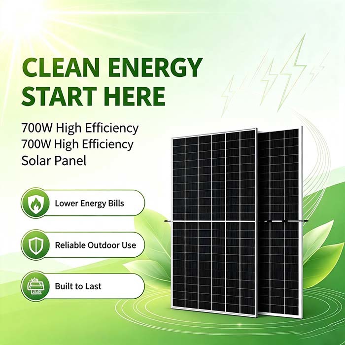Off‑Grid 700W Monocrystalline Bifacial Solar Panel, Dawn & Cloudy‑Day Power