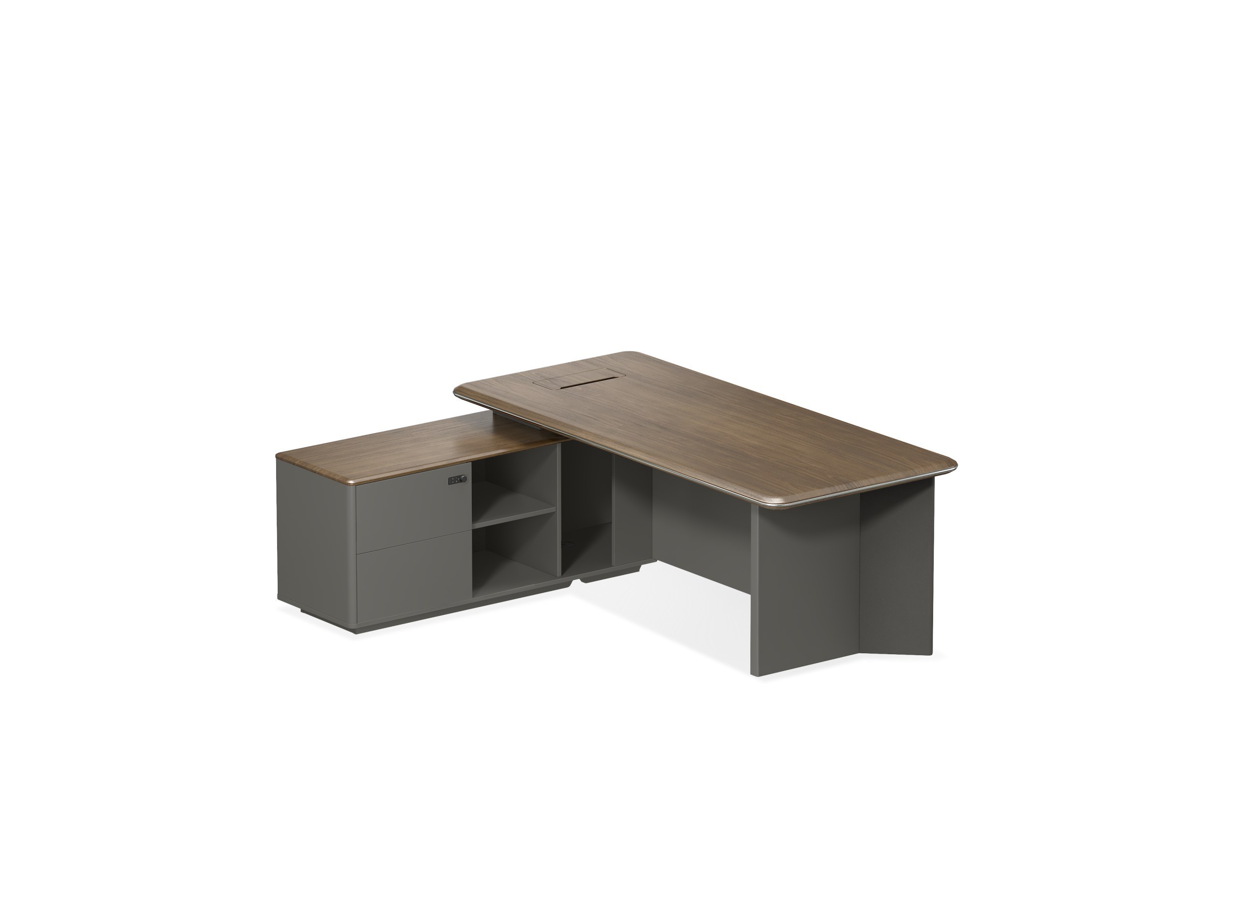 Menda Private Office Executive Desk with Minimalist Surface and Warm Beige Palette in W3200*D1900*H750(mm)