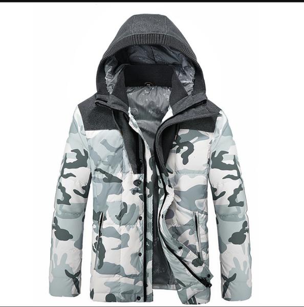 Custom Printed Camo Hooded Anorak Jacket Men'S Winter Coat Breathable
