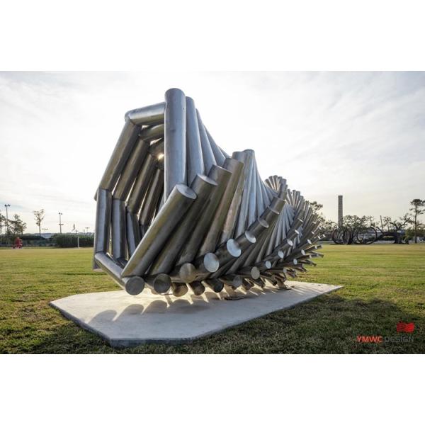 Custom Printing Metal Sculpture Blue Stainless Steel Outdoor Winding Water Pipe Structure