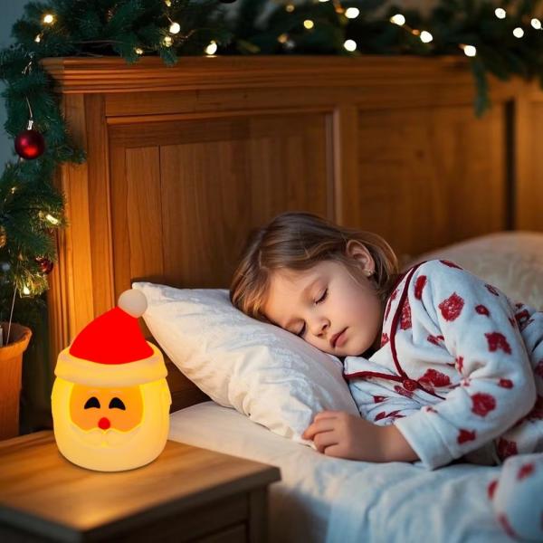 Hombre de nieve Luz nocturna de silicona para niños - Control táctil, LED recargable