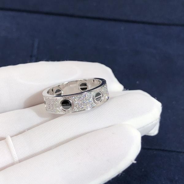 Factory Custom Fine Jewelry 18k White Gold Natural Vs Diamond Jewelry Car Tier LOVE Ring, Diamond-Paved, Ceramic