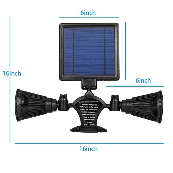 Solar Energy Powered Dual Head Upgraded Double Spotlights 12 LED Outdoor Garden Light
