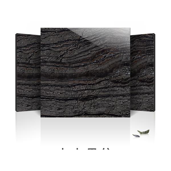 ISO9001 Polished Porcelain Floor Tiles Black Wood Turtle Interior Tiles