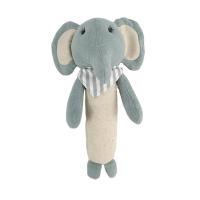 Cadeau à nouveau-né sonnette de main en peluche animal emballé éducatif sonnette musicale jouet de lin bleu éléphant