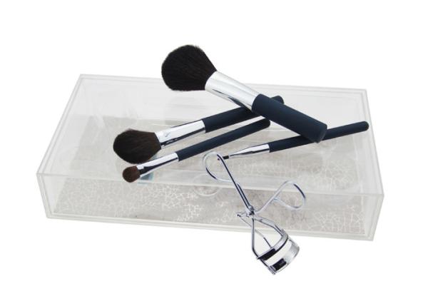 4 Pieces Goat Hair Natural Makeup Brush Set With Stainless Steel Eyelash Curler