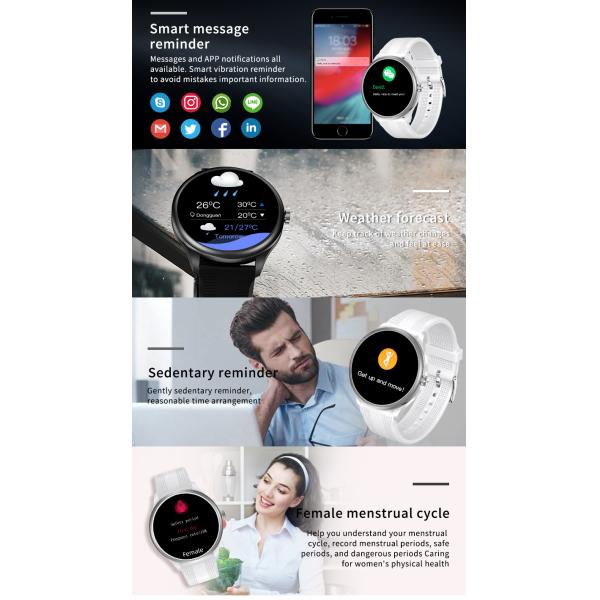 Музыкальный плеер Мужские наручные ЭКГ Смарт-часы 240 * 240 Экран 316L Корпус из нержавеющей стали