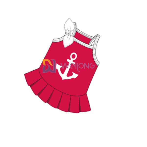 Customized Cvc Jersey Sailor Anchor Pet Dress Breathable Dog Dress Female