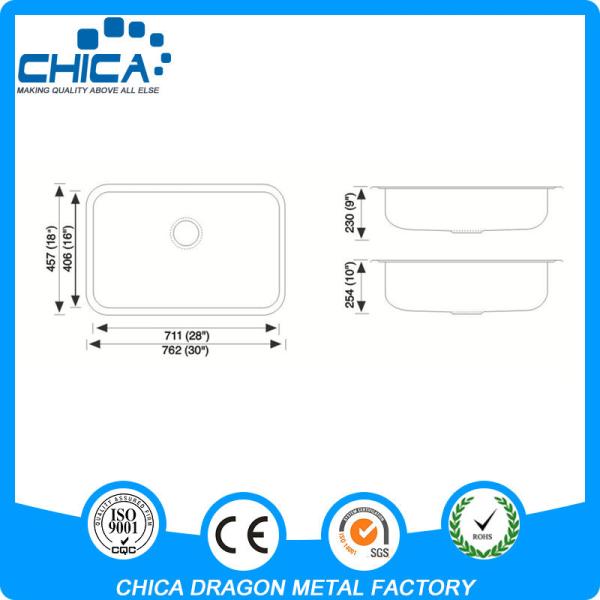 stainless steel single bowl kitchen sink for USA market with 18gauge and 16gauge