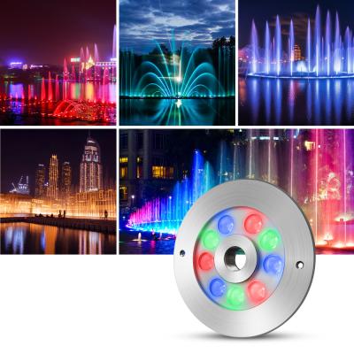 Joyful Partner Stainless Steel IP68 Waterproof DC24V 18W RGB DMX Underwater LED Fountain Light