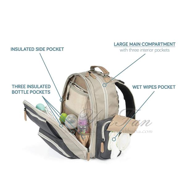 Waterproof Coated Canvas Baby Bag mother baby diaper bag