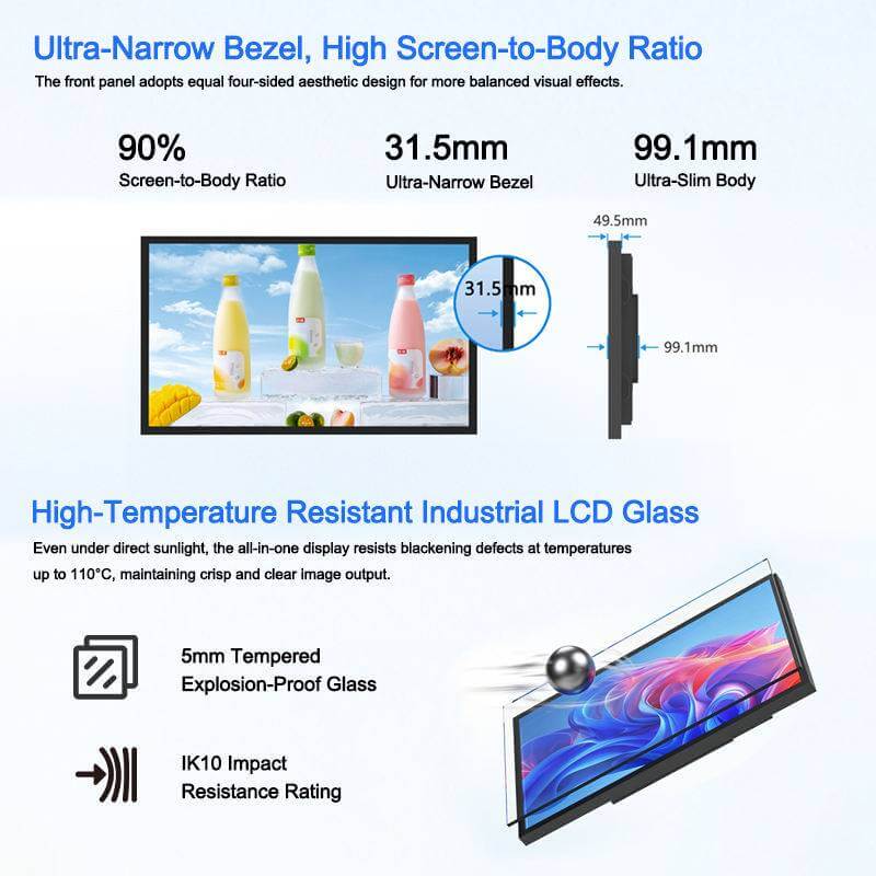 Waterproof Outdoor A Frame Mobile Digital Signage 32 43 49 55 Inch Portable Advertising Kiosk, Standing Digital Menu Board Display for Fast Food Shop Cafe Restaurant