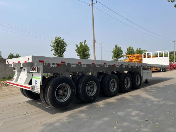 CIMC 5 axles 40ft extendable stretch rope euphores and hooks help fasten cargo Flatbed deck truck tractor Semi-Trailer
