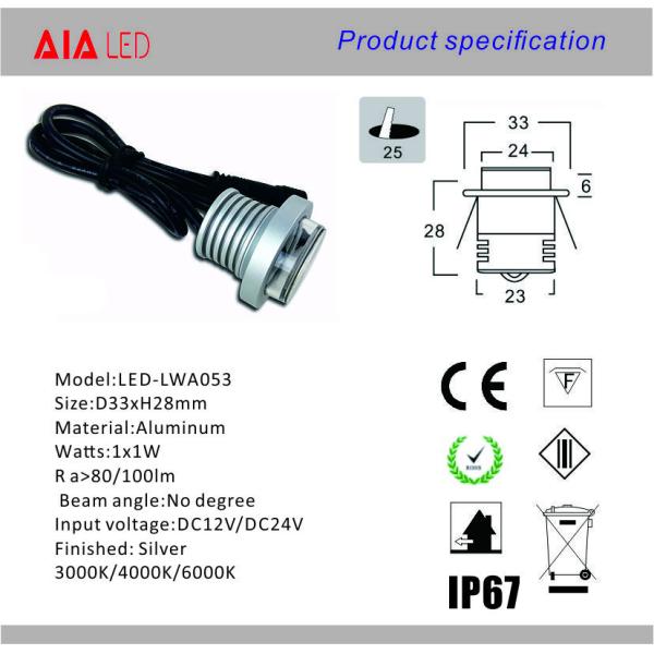 Anti glare 1W recessed outdoor small size LED dwonlight for bookstore used