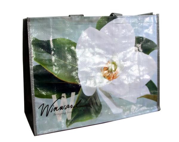 Water Proof PP Woven Shopping Bags Reusable  Folded 140gsm Shining Coated