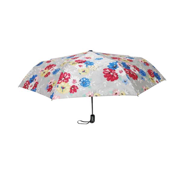 Attractive Flower Printing 3 Compact Auto Open And Close Umbrella With Oil Cloth