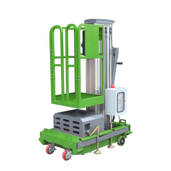 Portable Aluminum Aerial Work Platform Single Mast Man Lift 8 Meters Lifting Height