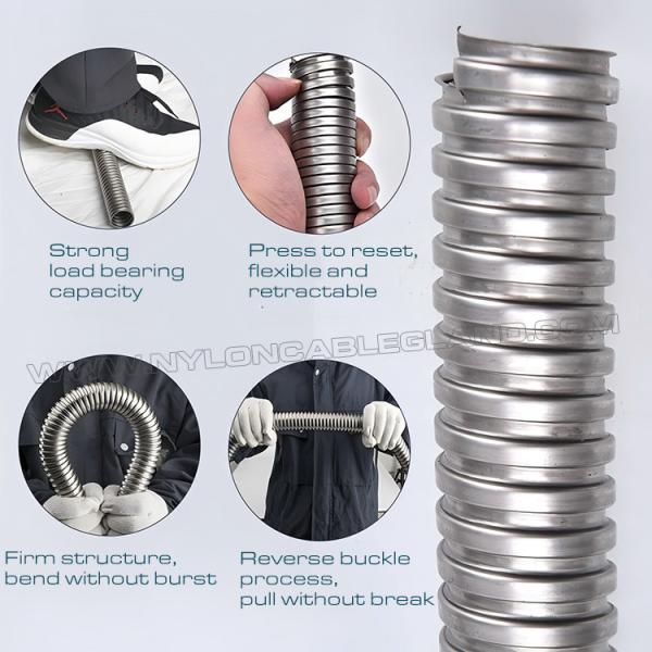304/316 Stainless Steel Flexible Corrugated Conduit DN20 (Ø20mm x Ø24.3mm) 50M/Reel for Protecting Wires or Cables