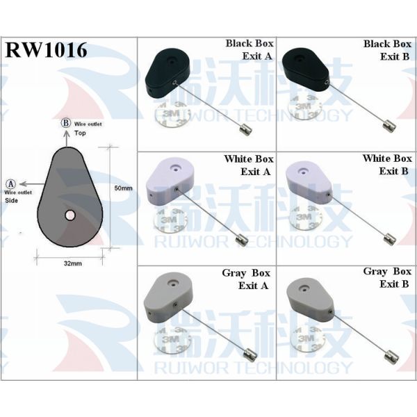 RW1016 Drop-Shaped Retail Retractable Security Tether Plus Side Hole Hardwar Terminal