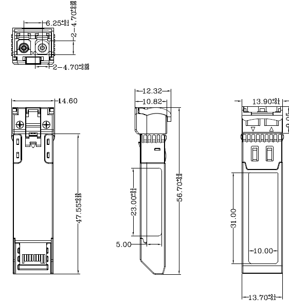 10G SFP + CWDM-передатчик 10KM одномодный режим 1470nm 3.3V Поддержка DDM RoHS-соответствующий